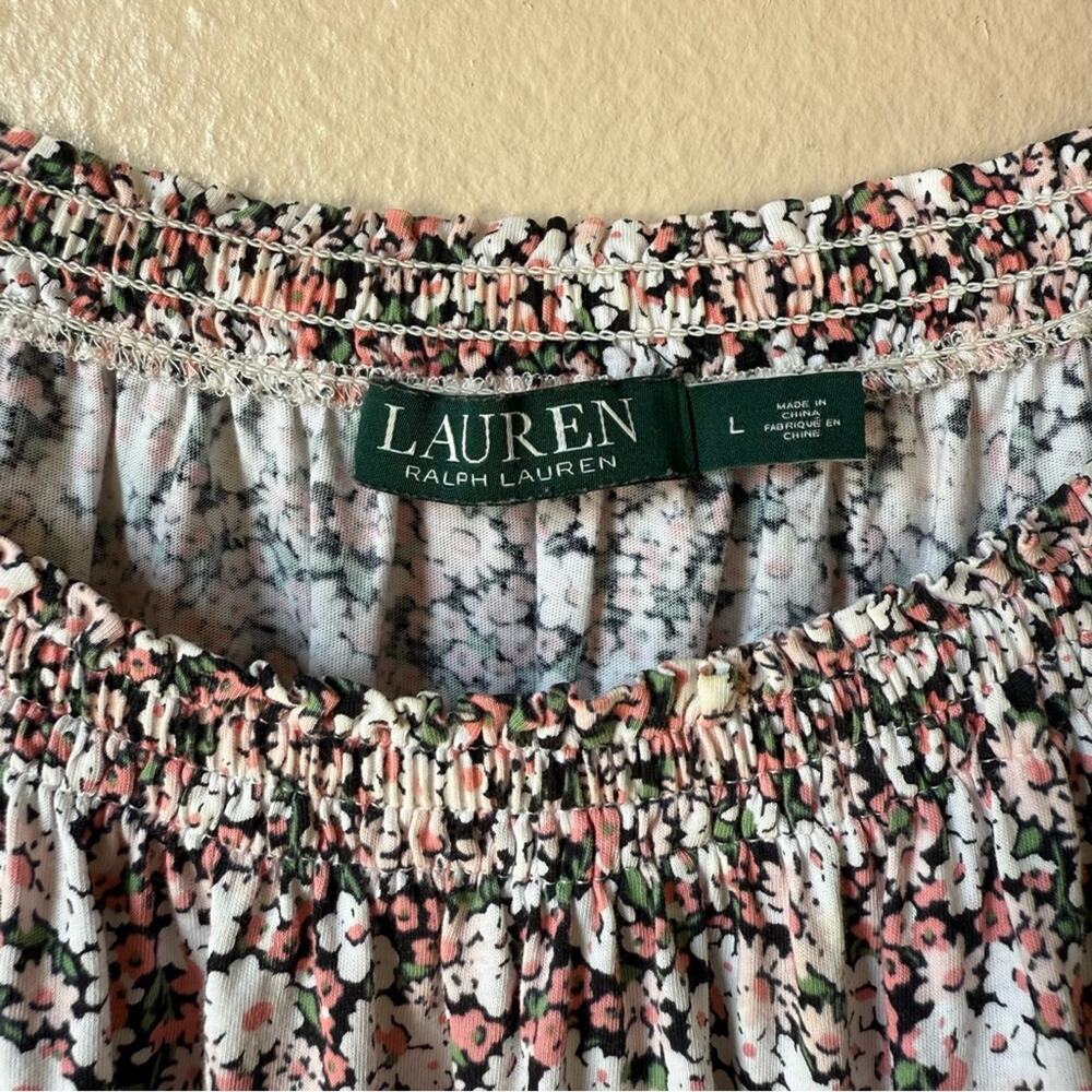 Lauren Ralph Lauren Floral Print Tiered Sleeve Women's Size Large Blouse - Picture 3 of 4